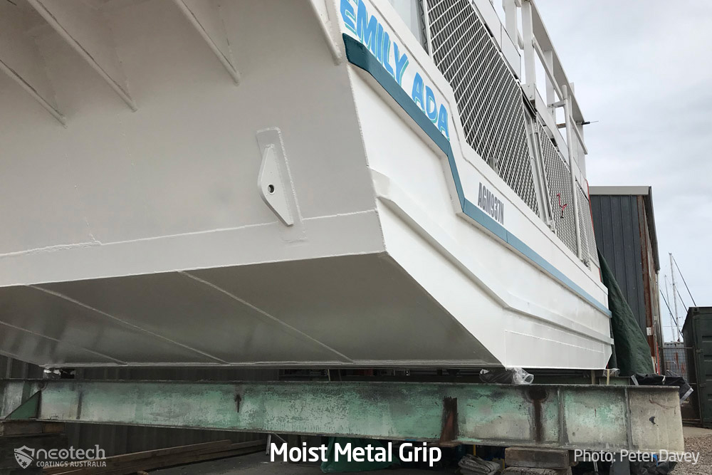 Moist Metal Grip antifouling paint on an Australian houseboat