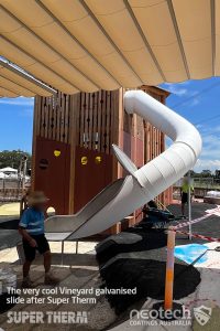 Vineyard Playground after Super Therm was applied keeping the slide cool. Grantham Farm, NSW