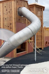 Vineyard Playground before Super Therm was applied. The slide was dangerously hot. Grantham Farm, NSW